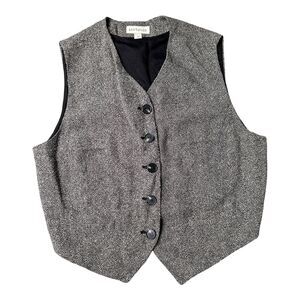 Vintage 90s Ann Taylor Herringbone Tweed Vest Lined Made USA Size 10